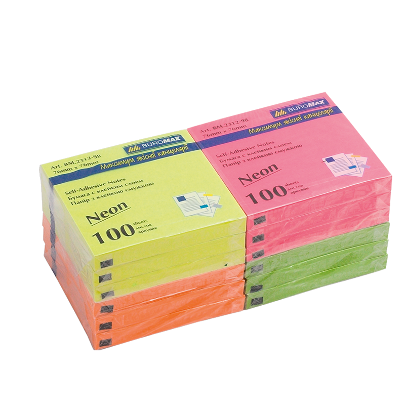 Паперовий блок для нотаток BUROMAX (BM.2312-98) 75 г/м2, 76х76мм, 100 шт.